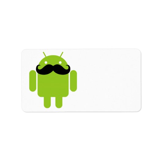 Android Robot Mustache Etiket (Voorkant)