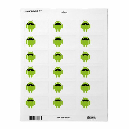 Android Robot Mustache Etiket (Full Sheet)