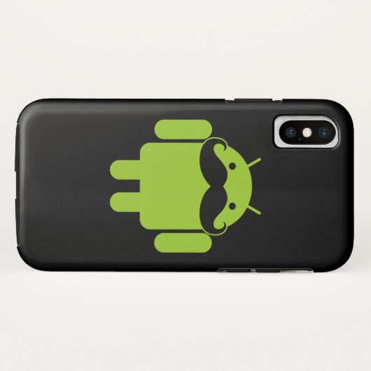 Android Robot Mustache op Black Case-Mate iPhone Case (Achterkant (horizontaal))