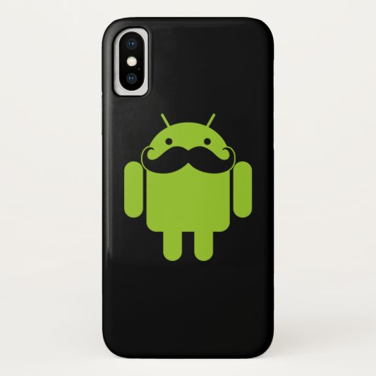 Android Robot Mustache op Black Case-Mate iPhone Case (Achterkant)