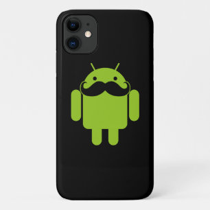 Android Robot Mustache op Black iPhone 11 Hoesje