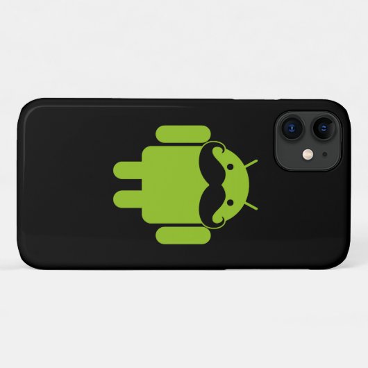 Android Robot Mustache op Black Case-Mate iPhone Case (Achterkant (horizontaal))