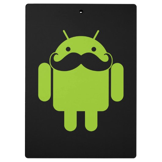 Android Robot Mustache op Black Klembord (Achterkant)