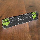 Android Robot Mustache op Black Naambordje (Zijkant)