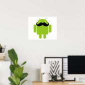 Android Robot Mustache Poster (Thuiskantoor)