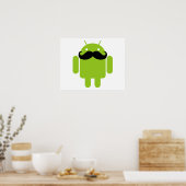 Android Robot Mustache Poster (Keuken)