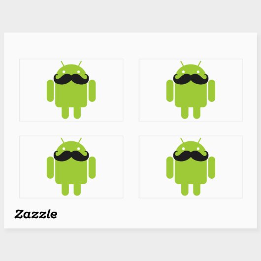 Android Robot Mustache Rechthoekige Sticker (Vel)