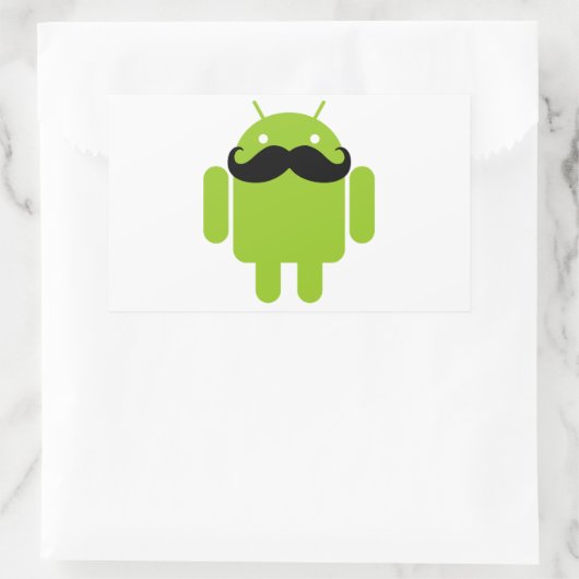 Android Robot Mustache Rechthoekige Sticker (Tas)