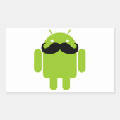 Android Robot Mustache Rechthoekige Sticker (Voorkant)