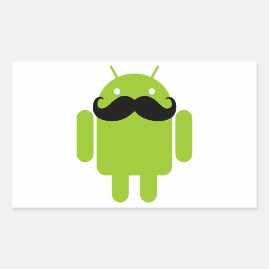 Android Robot Mustache Rechthoekige Sticker (Voorkant)