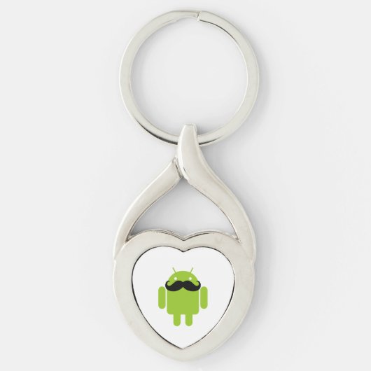 Android Robot Mustache Sleutelhanger (Voorkant)