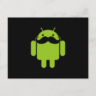 Android Robot Mustache Style op zwart Briefkaart