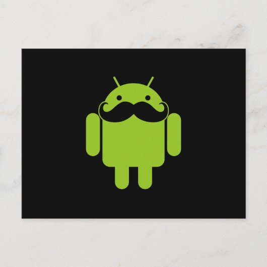 Android Robot Mustache Style op zwart Briefkaart (Voorkant)