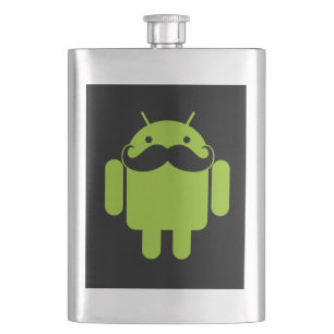 Android Robot Mustache Style op zwart Flacon