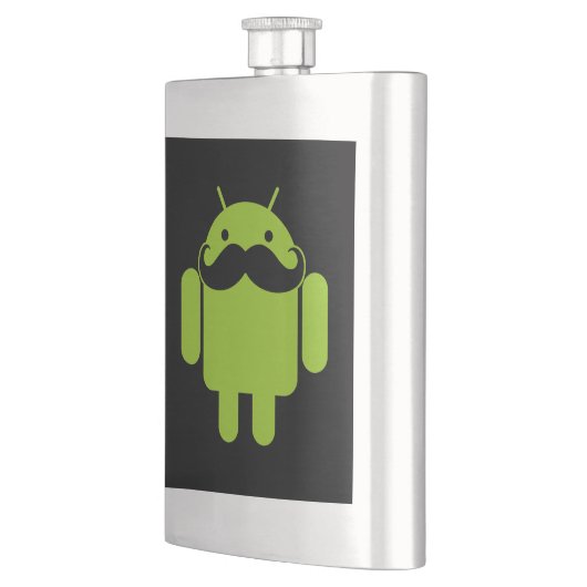 Android Robot Mustache Style op zwart Flacon (Links)