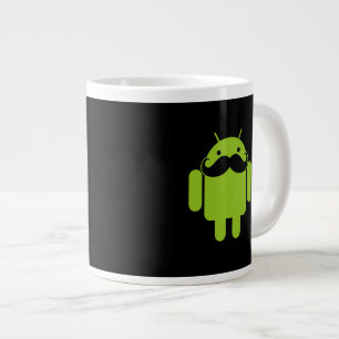 Android Robot Mustache Style op zwart Grote Koffiekop
