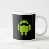 Android Robot Mustache Style op zwart Grote Koffiekop (Rechts)