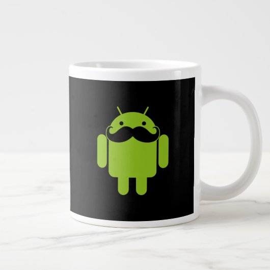 Android Robot Mustache Style op zwart Grote Koffiekop (Rechts)