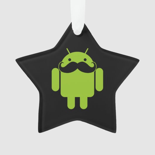 Android Robot Mustache Style op zwart Ornament (voorkant)