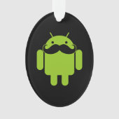 Android Robot Mustache Style op zwart Ornament (voorkant)