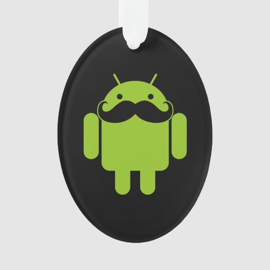 Android Robot Mustache Style op zwart Ornament (voorkant)