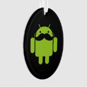 Android Robot Mustache Style op zwart Ornament (voorkant)