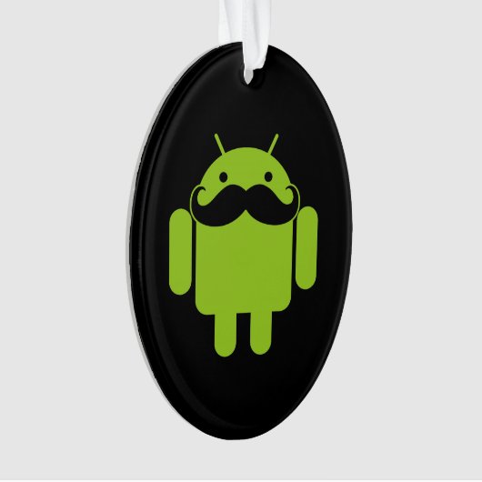 Android Robot Mustache Style op zwart Ornament (voorkant)