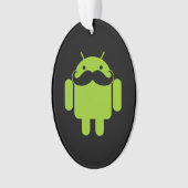 Android Robot Mustache Style op zwart Ornament (voorkant)