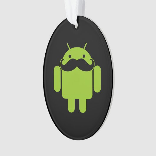 Android Robot Mustache Style op zwart Ornament (voorkant)