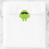 Android Robot Mustache Vierkante Sticker (Tas)