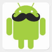 Android Robot Mustache Vierkante Sticker (Voorkant)