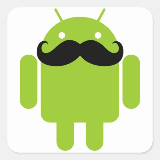 Android Robot Mustache Vierkante Sticker (Voorkant)