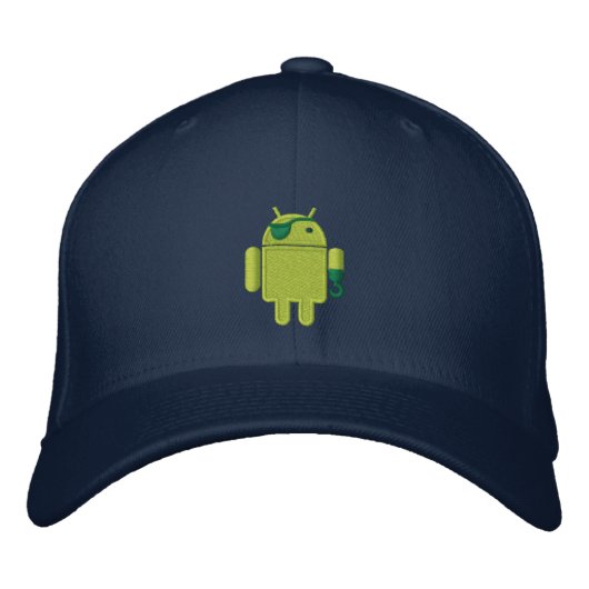Android Robot Pirate Embroidery Pet (Voorkant)