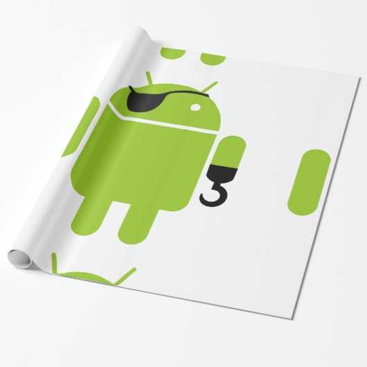 Android Robot Pirate Style Cadeaupapier (Uitgerold)