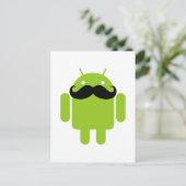 Android Robot Whimsical Mustache Style Briefkaart (Staand voorkant)