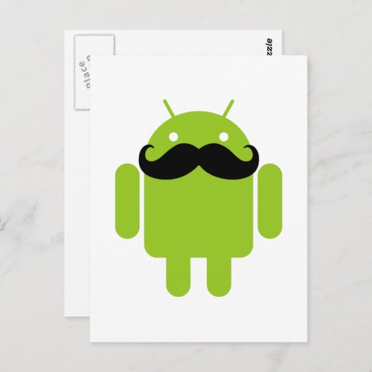 Android Robot Whimsical Mustache Style Briefkaart (Voorkant / Achterkant)