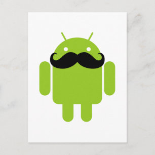 Android Robot Whimsical Mustache Style Briefkaart