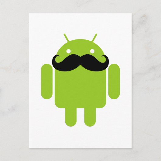 Android Robot Whimsical Mustache Style Briefkaart (Voorkant)