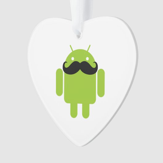 Android Robot Whimsical Mustache Style Ornament (voorkant)