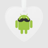 Android Robot Whimsical Mustache Style Ornament (voorkant)