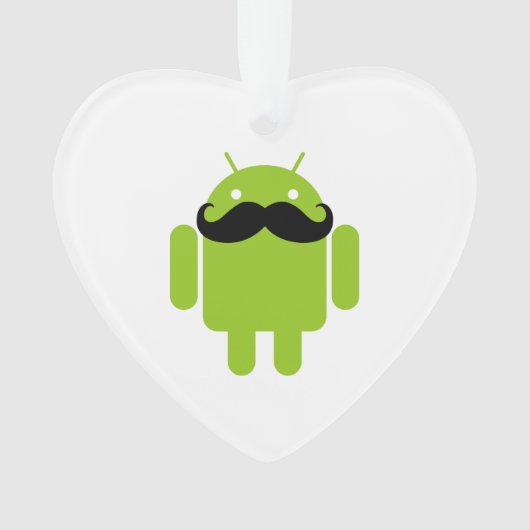 Android Robot Whimsical Mustache Style Ornament (voorkant)