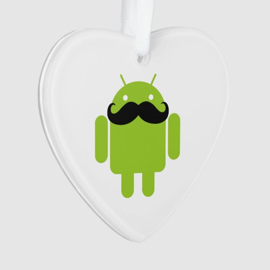 Android Robot Whimsical Mustache Style Ornament (voorkant)