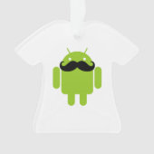 Android Robot Whimsical Mustache Style Ornament (voorkant)