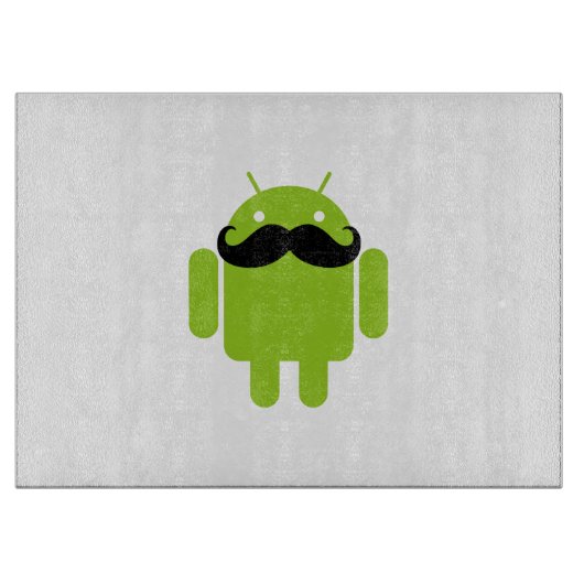 Android Robot Whimsical Mustache Style Snijplank (Voorkant)