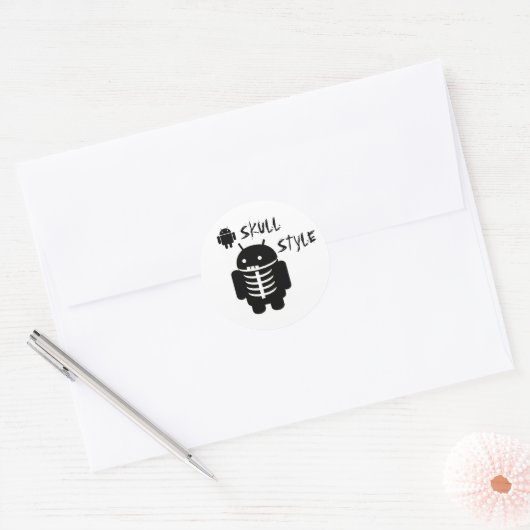 Android SKULL STIJL Ronde Sticker (Envelop)