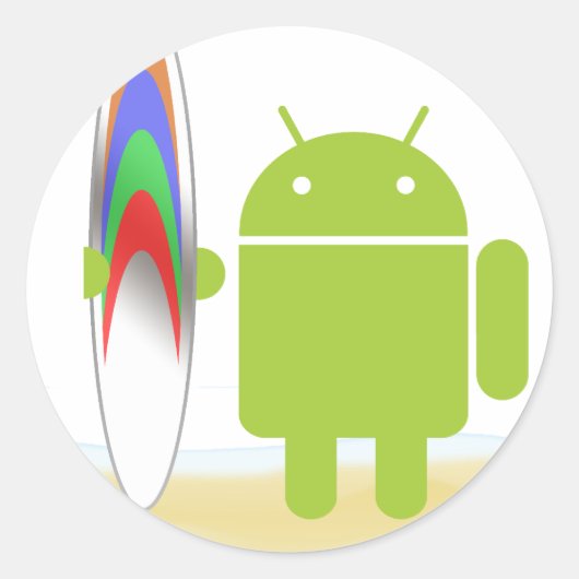 Android Surfer Ronde Sticker (Voorkant)