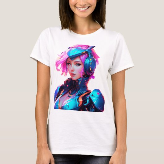 Android Techno Space Girl T-shirt (Voorkant)