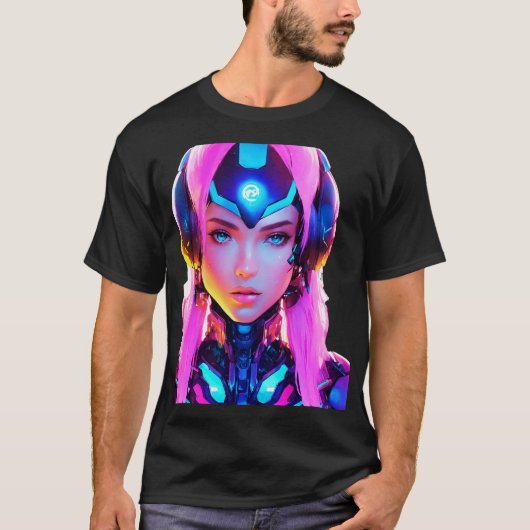 Android Techno Space Girl T-shirt (Voorkant)