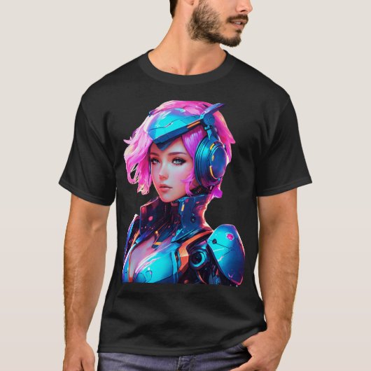 Android Techno Space Girl T-shirt (Voorkant)