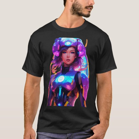 Android Techno Space Girl T-shirt (Voorkant)